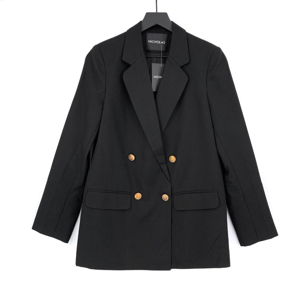 NWT NICHOLAS Black Twill Suiting Blazer 4